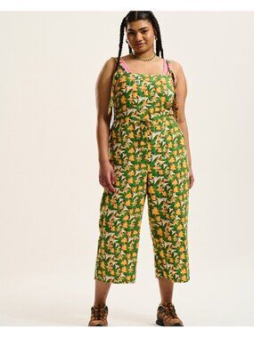 Lucy & Yak Emmy Dungarees Jumpsuit Yellow Lilies Floral Women Flowers 12L